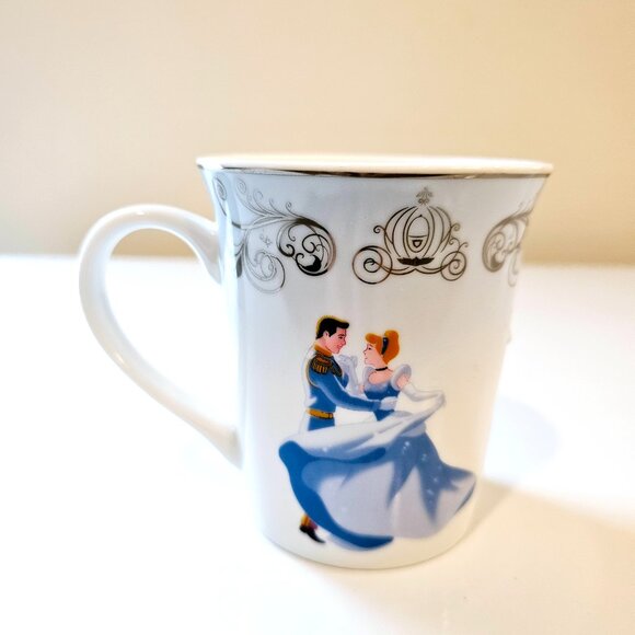 Disney Princess Cinderella Mug Elegant Gold Filigree Prince Ball Dance Scene - Picture 3 of 7